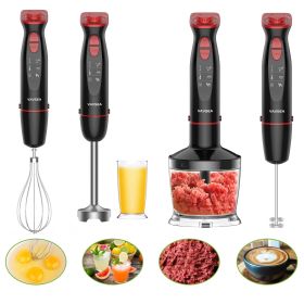 Vavsea Immersion Hand Blender, 12-Speed Multi-Function Handheld Stick Blender with Stainless Steel Blades, Chopper, Beaker, 600