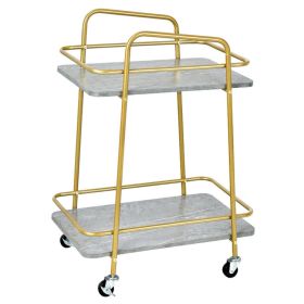 2-tier Kitchen Rolling Cart with Steel Frame and Lockable Casters