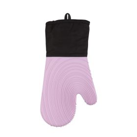 Silicone Insulated Gloves Microwave Oven High Temperature Kitchen Anti-Hot Gloves (Color: purple)