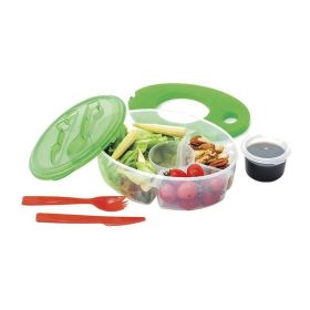 Reusable Salad Lunch Dressing Sauce Box (Type: With Compartments, Color: Green)